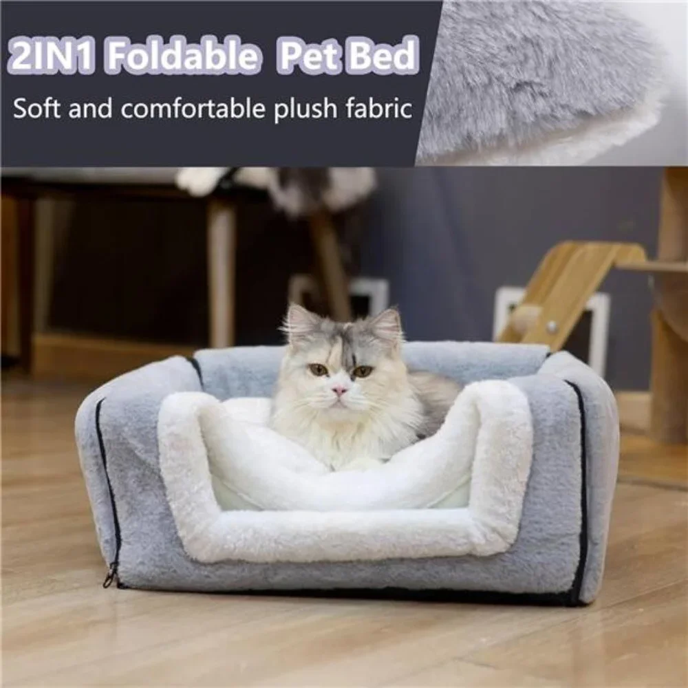 Cat Bed for Indoor Cats，Foldable cat cave，Anti-Slip & Water-Resistant